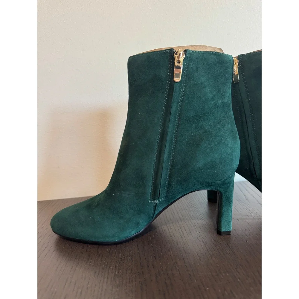 Nine West Nance9x9 Ankle Boots Women 6.5 M Dark Green Suede Stiletto Heel